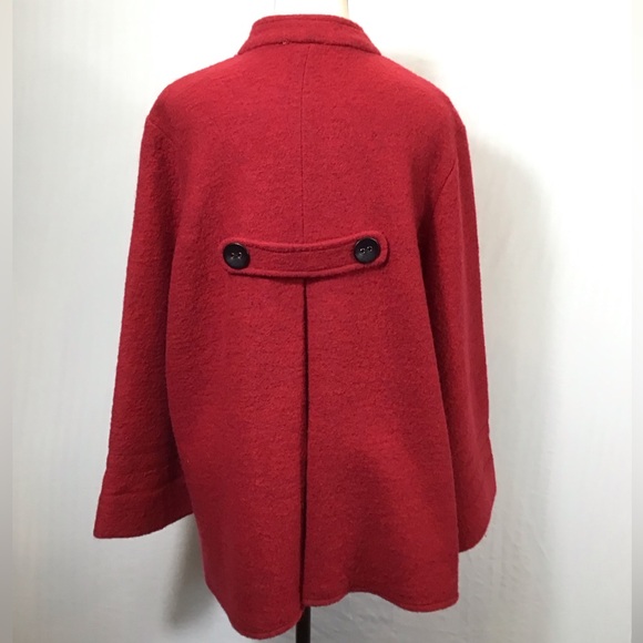 Vintage Ruby Rd Womens 100% Wool Pea Coat Size L Red Button Up Swing Jacket Twee - Picture 6 of 16
